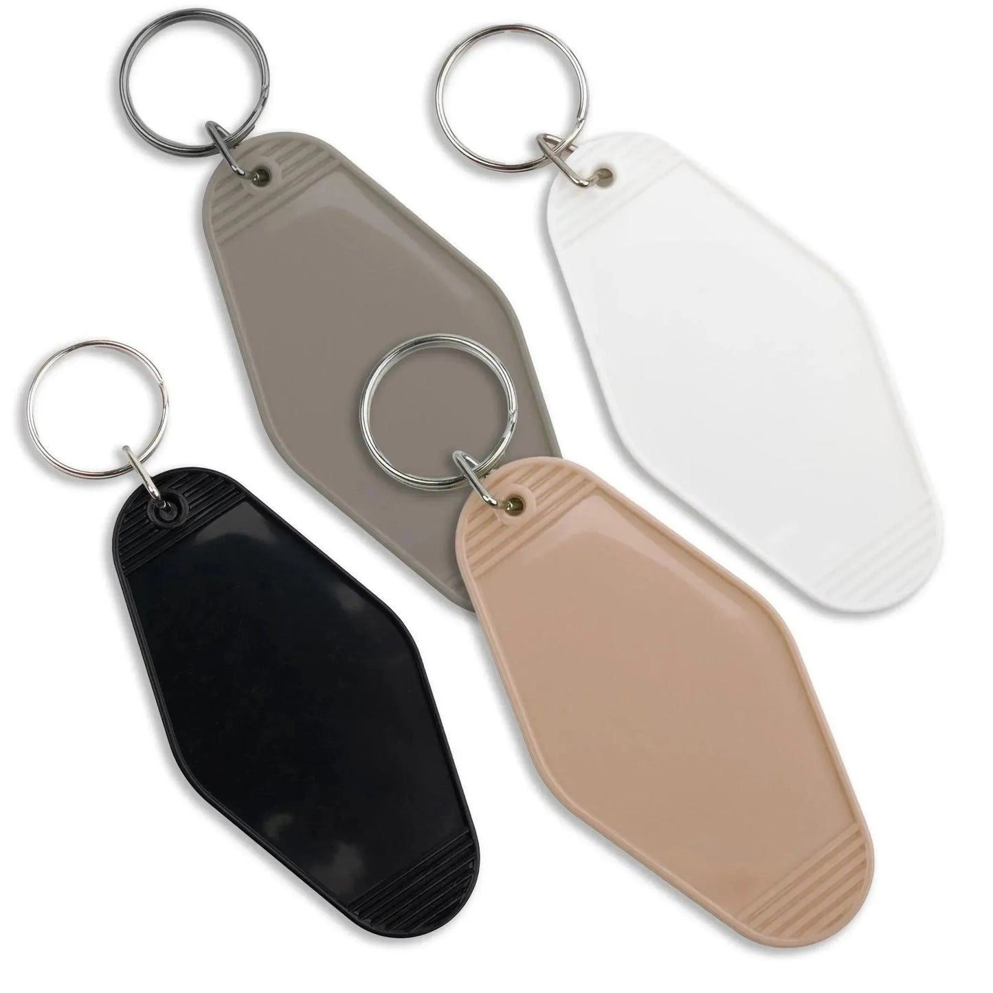 Master Maker Crafts - Retro Motel Keychain with Silver Ring - White (4 per Set)