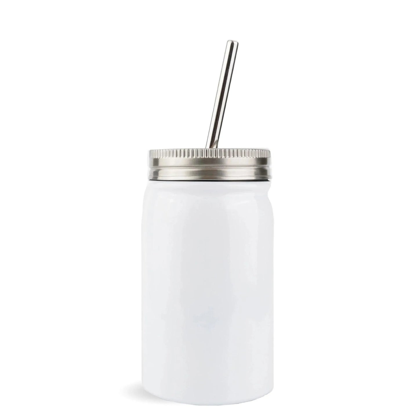 Master Maker Crafts - 16.5 oz Stainless Steel Metal Mason Jar - Glossy White