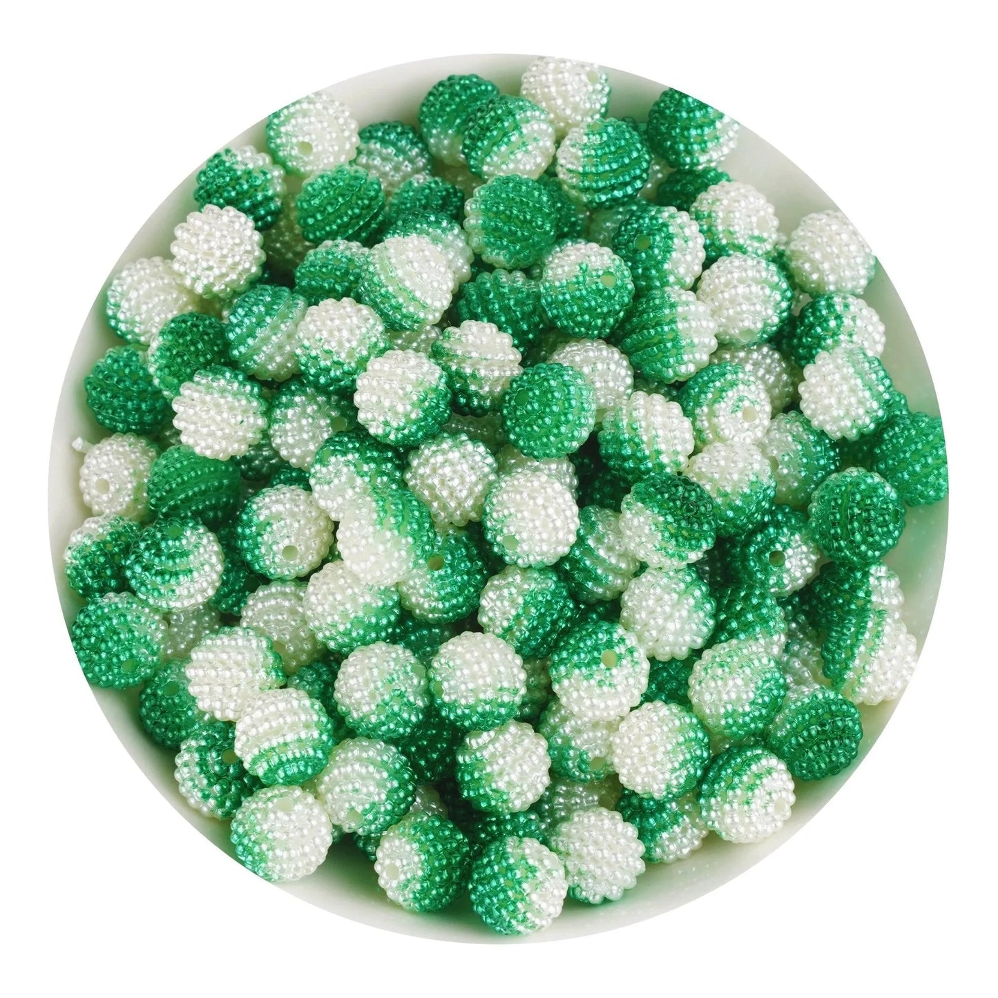 Bumpy Beads - Green & White 2 Tone (215 per Bag - 10mm)