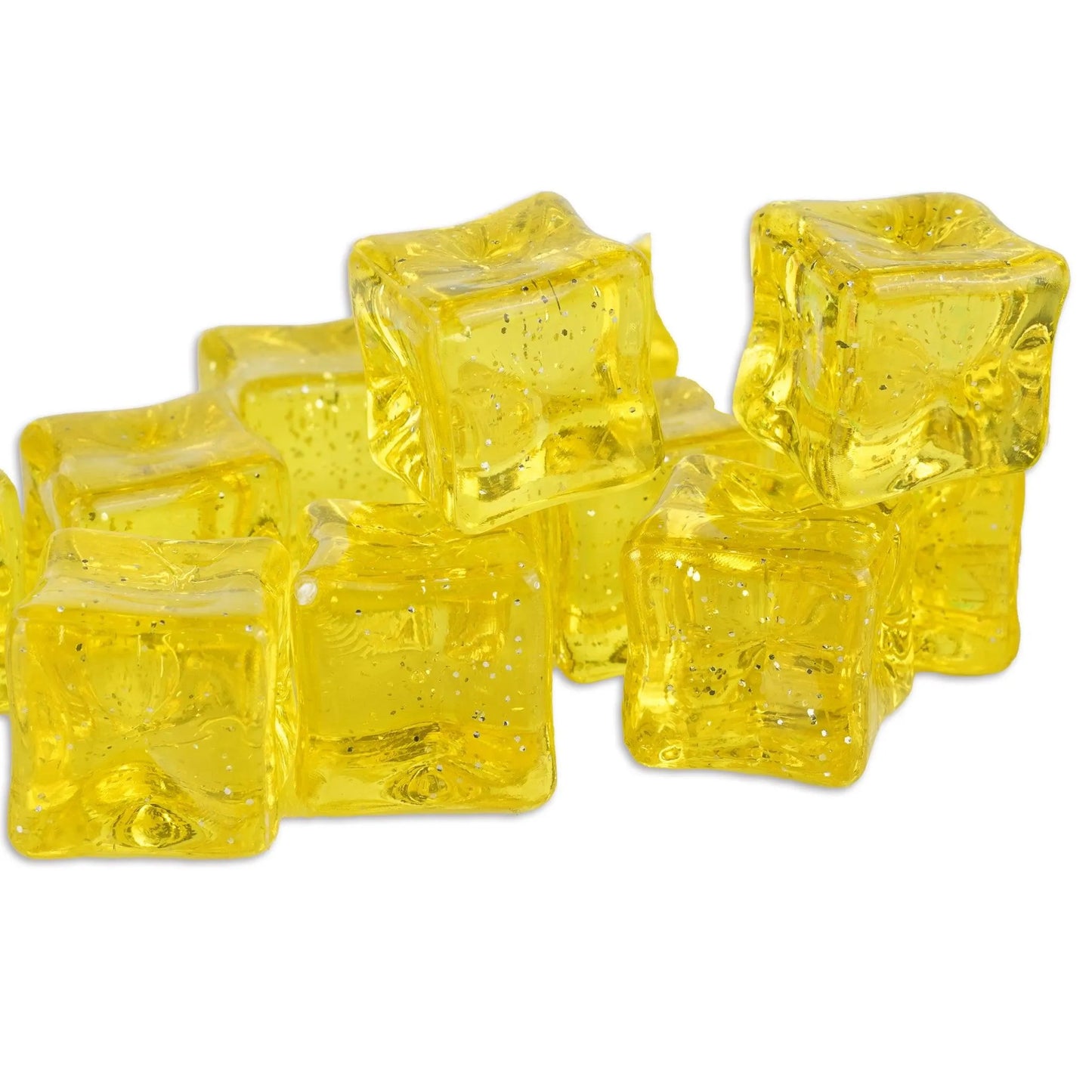 Master Maker Crafts - Ice Cubes with Glitter - Yellow (10 Cubes - 18mm)