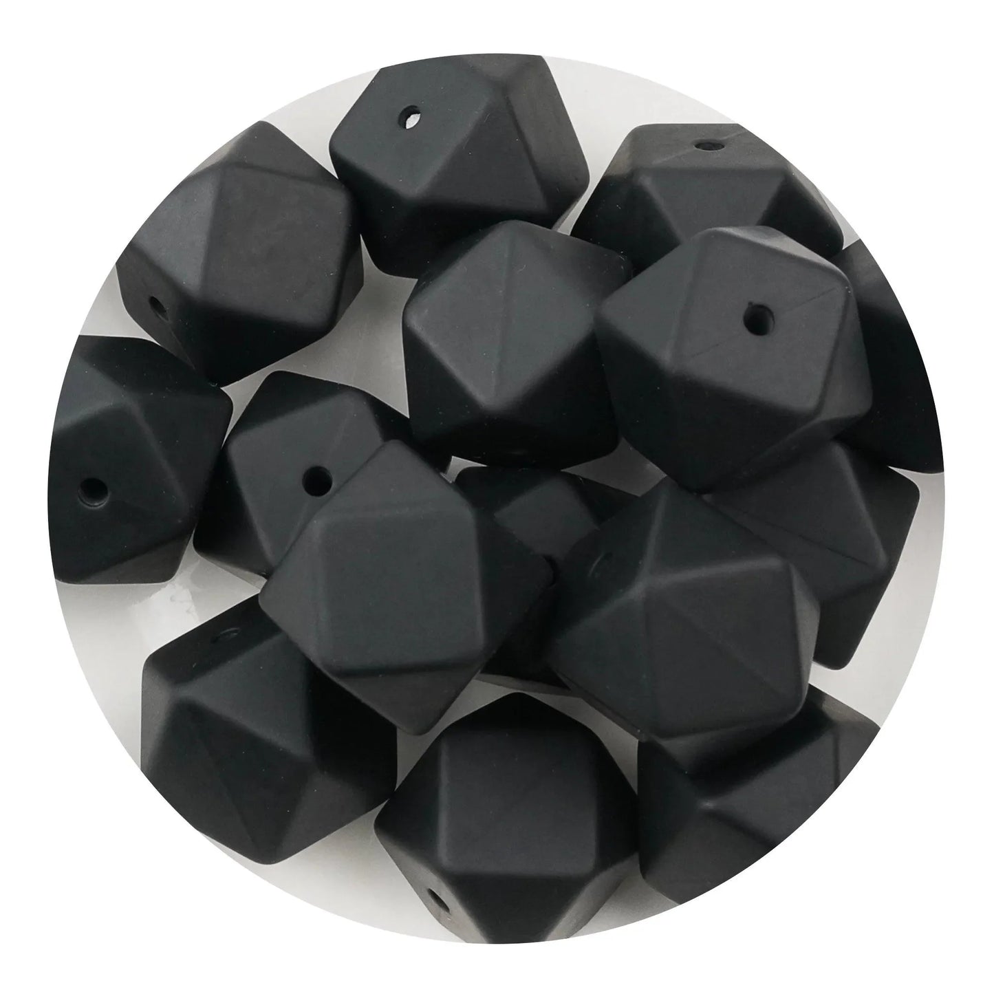 Master Maker Crafts - Silicone Bead Hexagon - Black (5 Beads - 14mm)