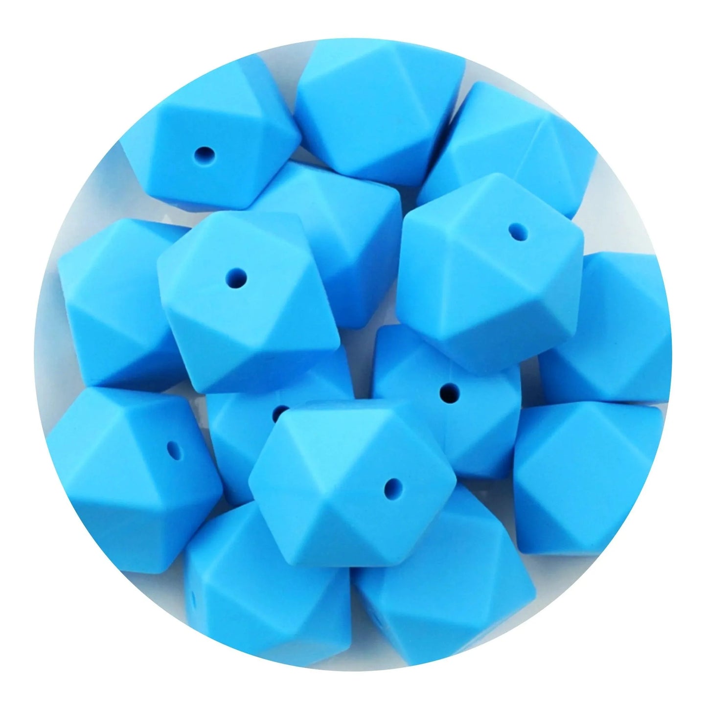 Silicone Bead Hexagon - Blue (5 Beads - 14mm)