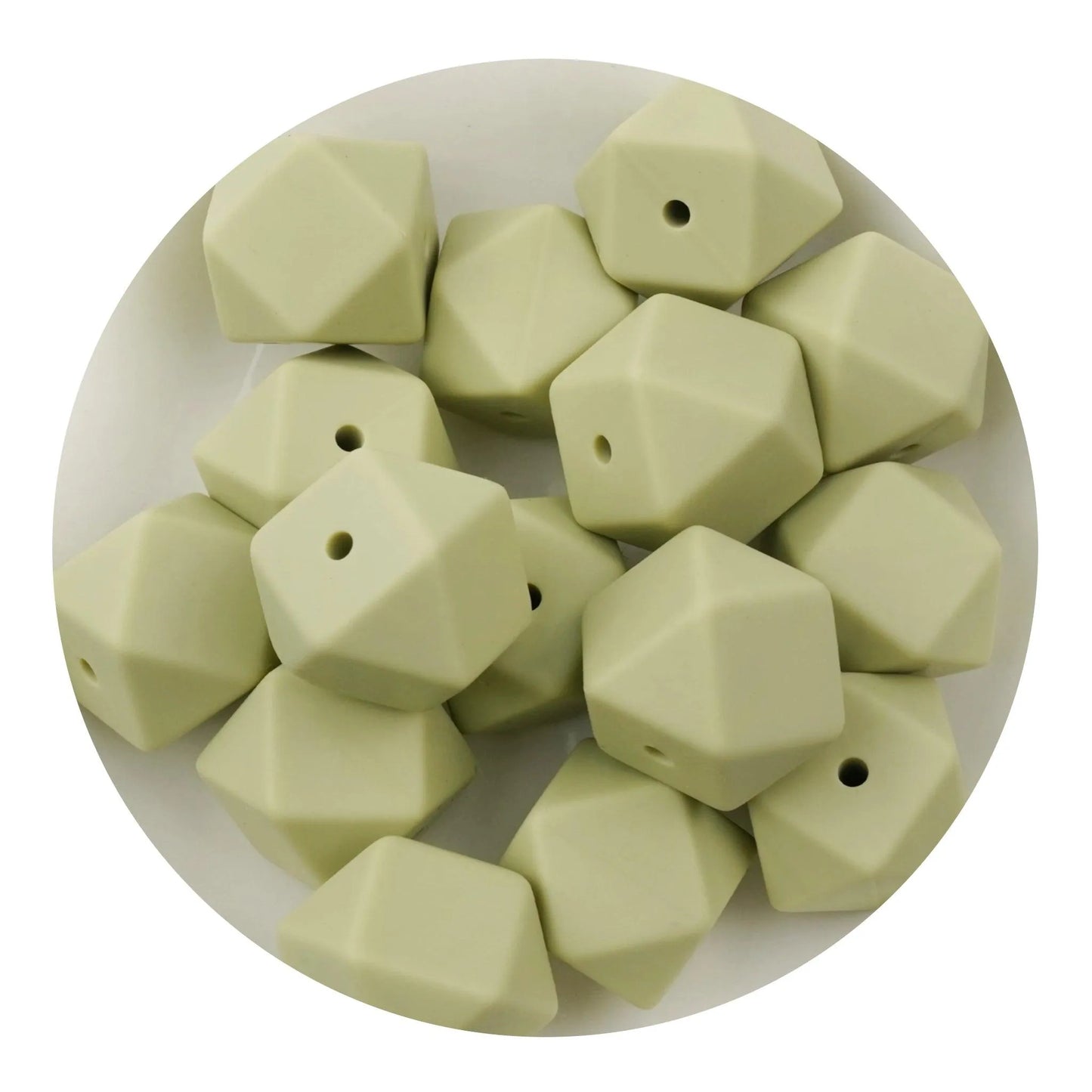 Silicone Bead Hexagon - Lint (5 Beads - 14mm)