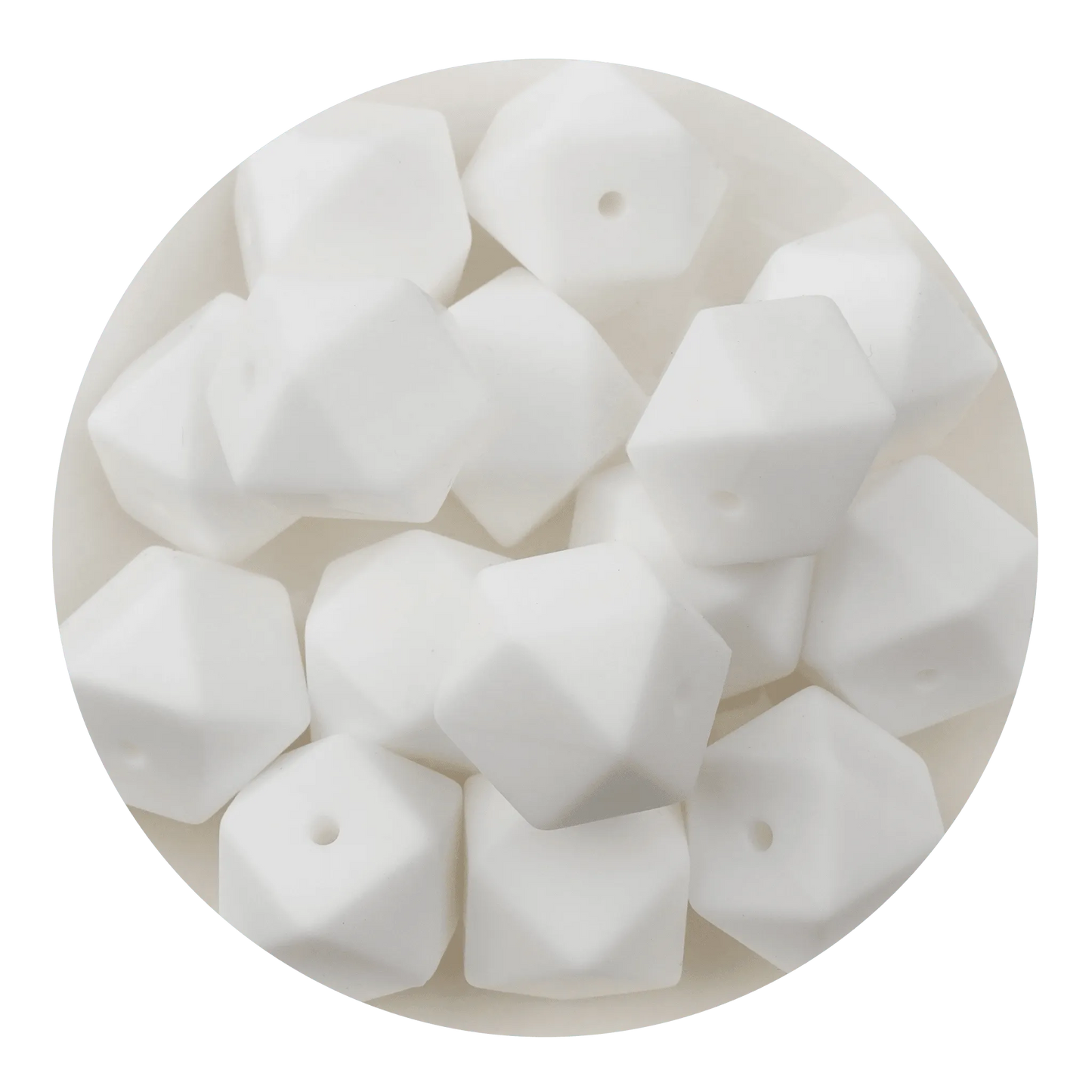 Silicone Bead Hexagon - White (5 Beads - 14mm)