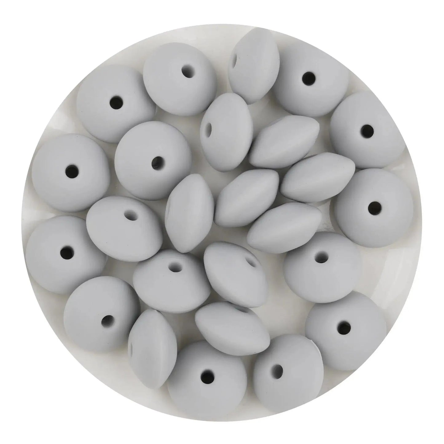 Master Maker Crafts - Silicone Bead Lentil Disc - Gray (5 Piece - 15mm)