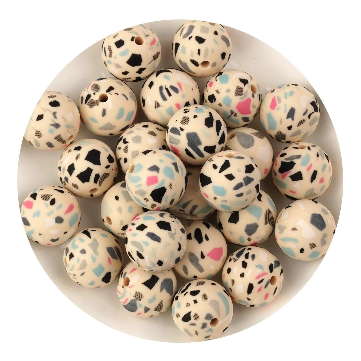 Master Maker Crafts - Silicone Bead Round - Butter Terrazzo (5 Beads - 15mm)