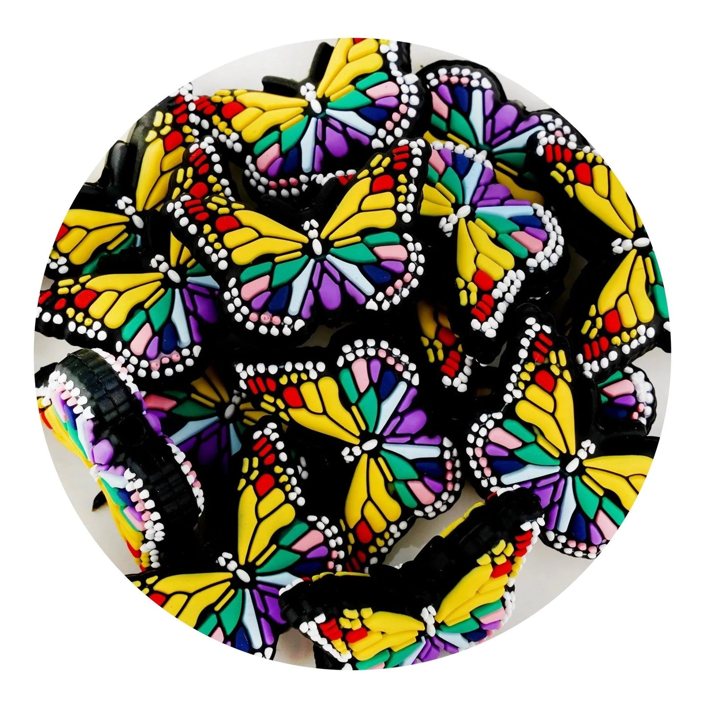 Master Maker Crafts - Silicone Focal Bead Butterfly - Rainbow (5 Beads)