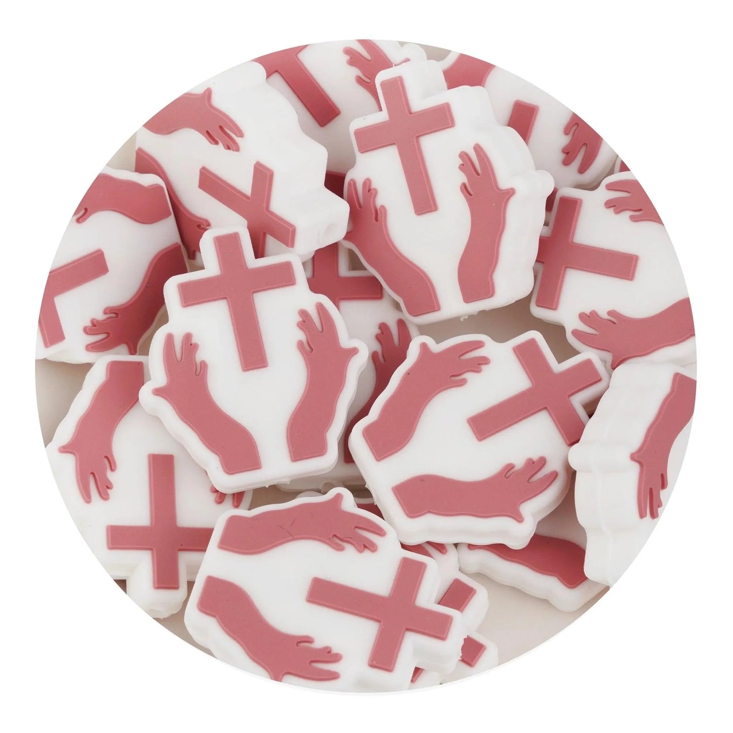 Master Maker Crafts - Silicone Focal Bead Cross - Blush (5 Beads)