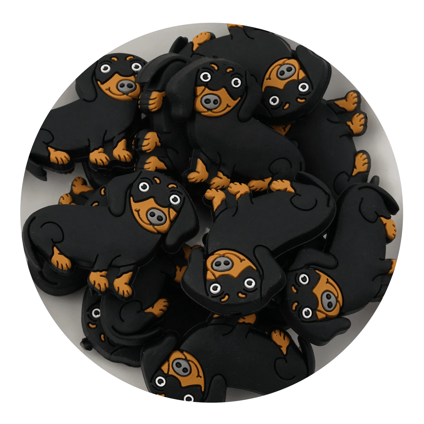 Master Maker Crafts - Silicone Focal Bead - Dachshund Puppy Black (5 Beads)