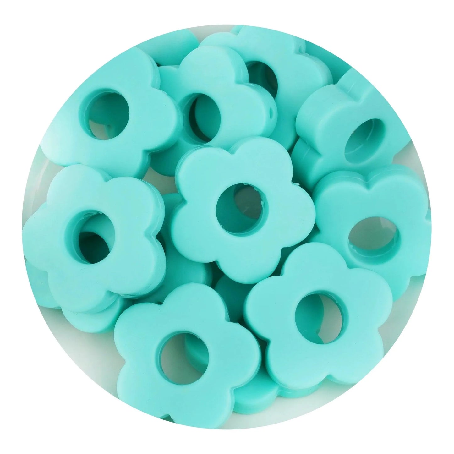 Master Maker Crafts - Silicone Focal Bead Flower - Turquoise (5 Beads)