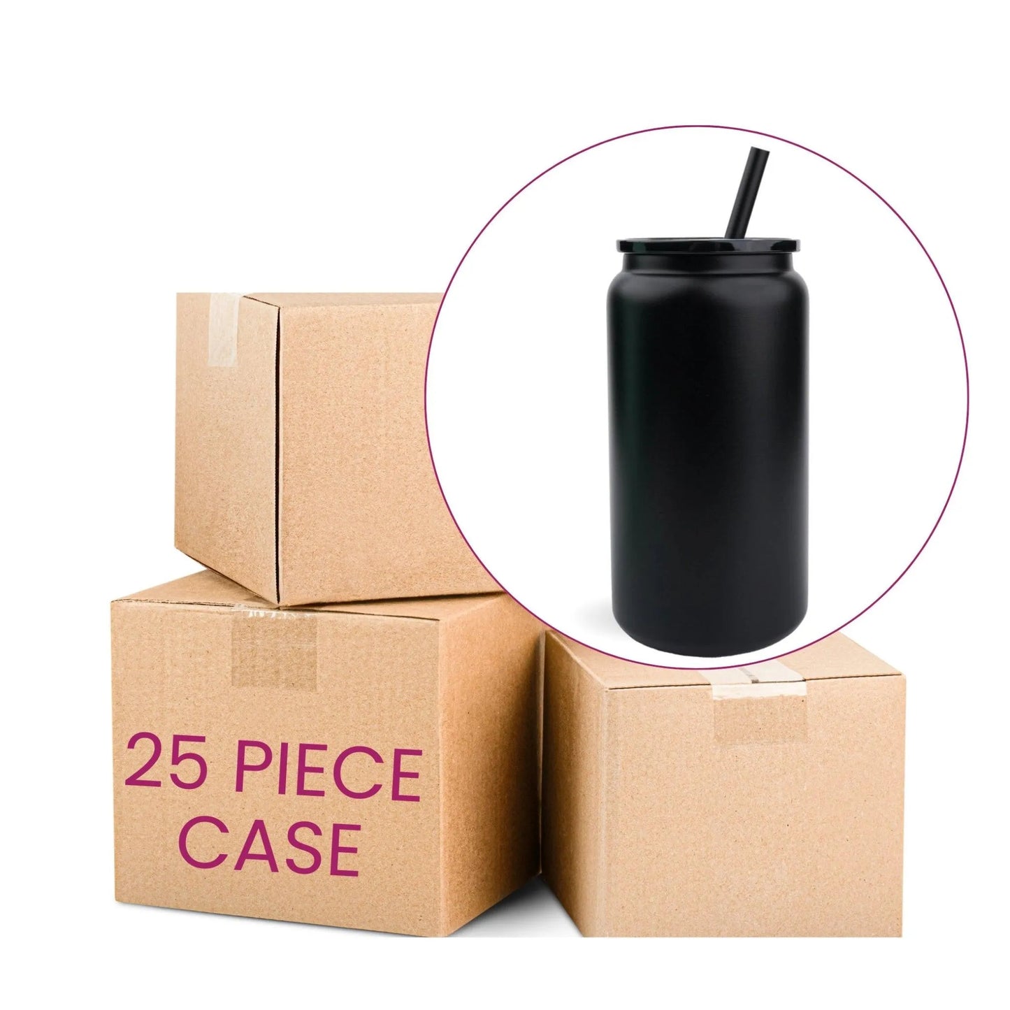 Master Maker Crafts - 16 oz Stainless Steel Metal Can - Powder Coated Black