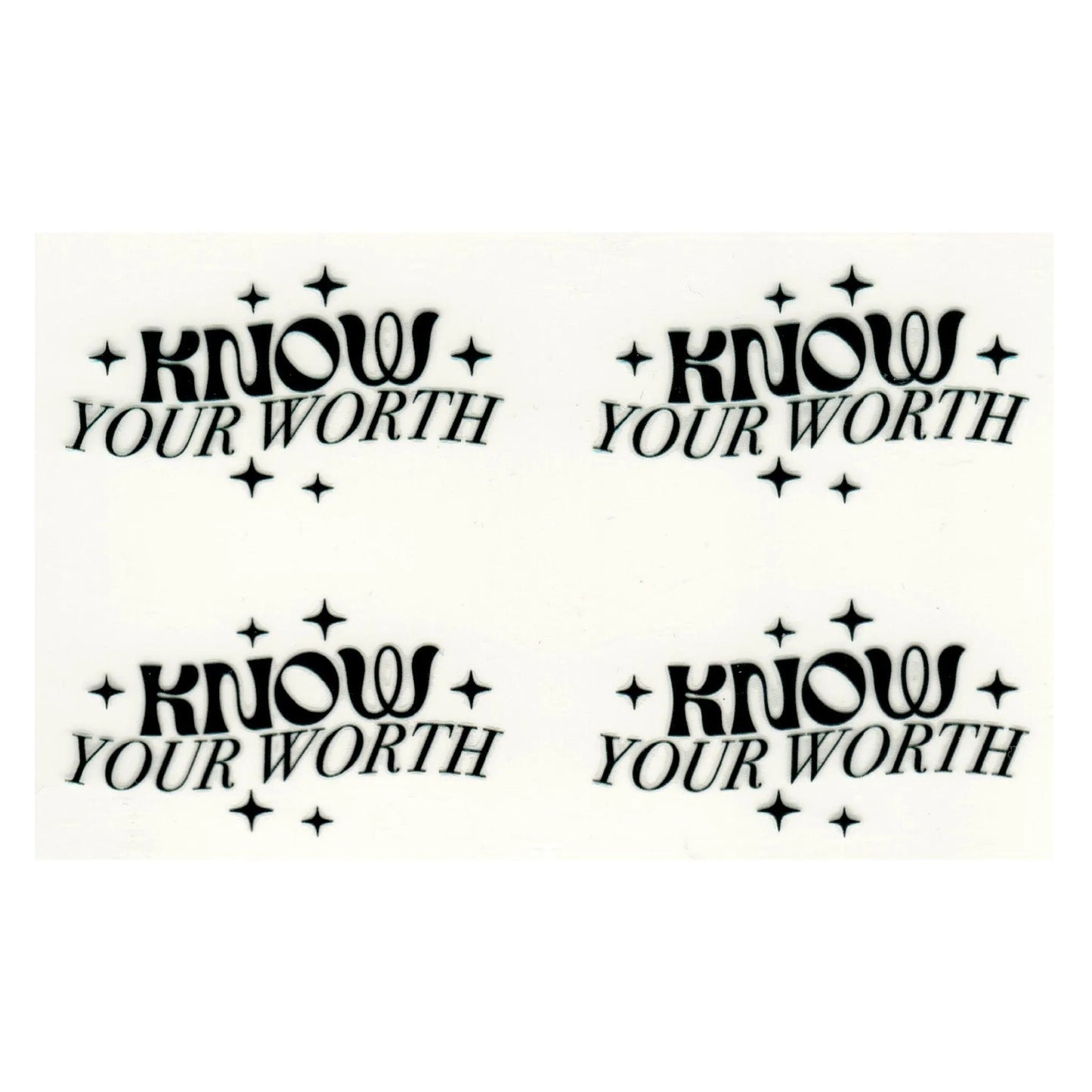 Master Maker Crafts -  UV DTF Decal - Know Your Worth 4 Set 2" (Keychain NOT Inclued)