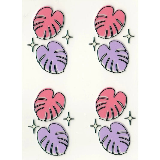 Master Maker Crafts -  UV DTF Decal - Pastel Monstera 4 Set 2" (Keychain NOT Inclued)