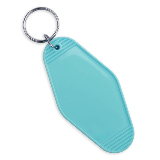 Master Maker Crafts -  Retro Motel Keychain with Silver Ring - Pacific Blue (4 per Set)