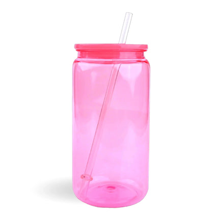 Master Maker Crafts -  16 oz Plastic Can Transparent - Bright Pink