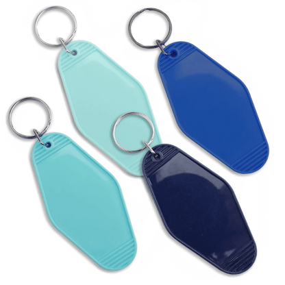Master Maker Crafts -  Retro Motel Keychain with Silver Ring - Royal Blue (4 per Set)