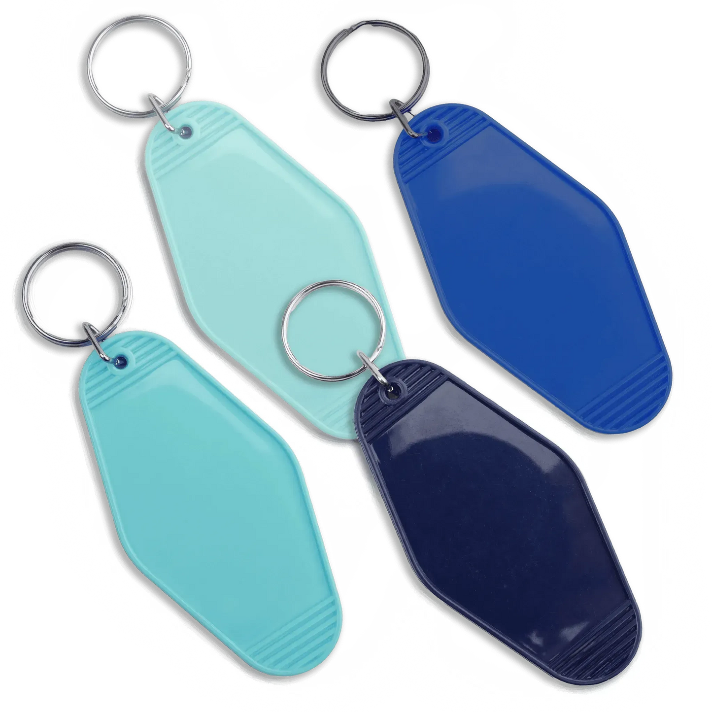 Master Maker Crafts -  Retro Motel Keychain with Silver Ring - Light Blue (4 per Set)