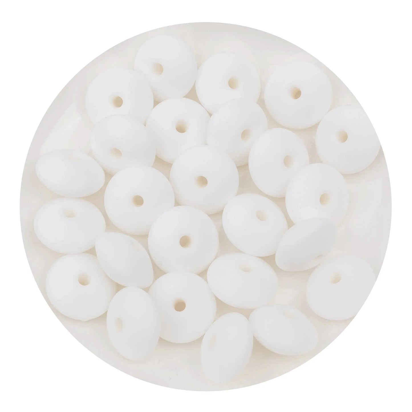Master Maker Crafts -  Silicone Bead Lentil Disc - Snow (5 Piece - 15mm)