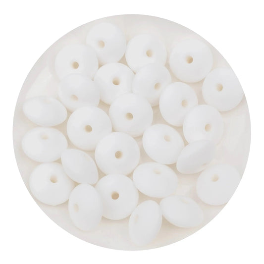Master Maker Crafts -  Silicone Bead Lentil Disc - Snow (5 Piece - 15mm)