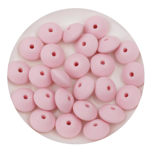 Master Maker Crafts -  Silicone Bead Lentil Disc - Light Pink (5 Piece - 15mm)