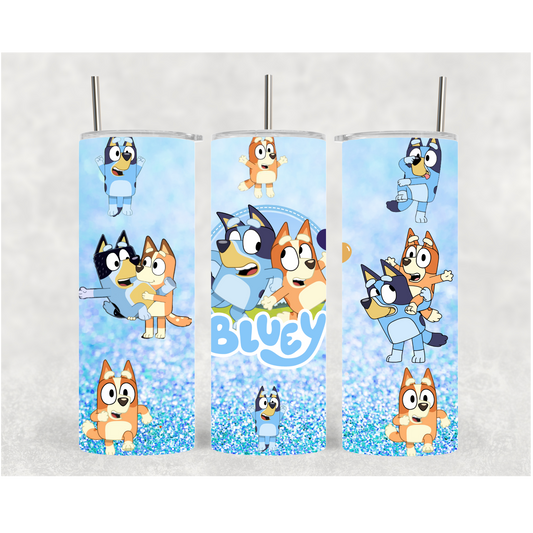 20oz Blue Dog Glitter