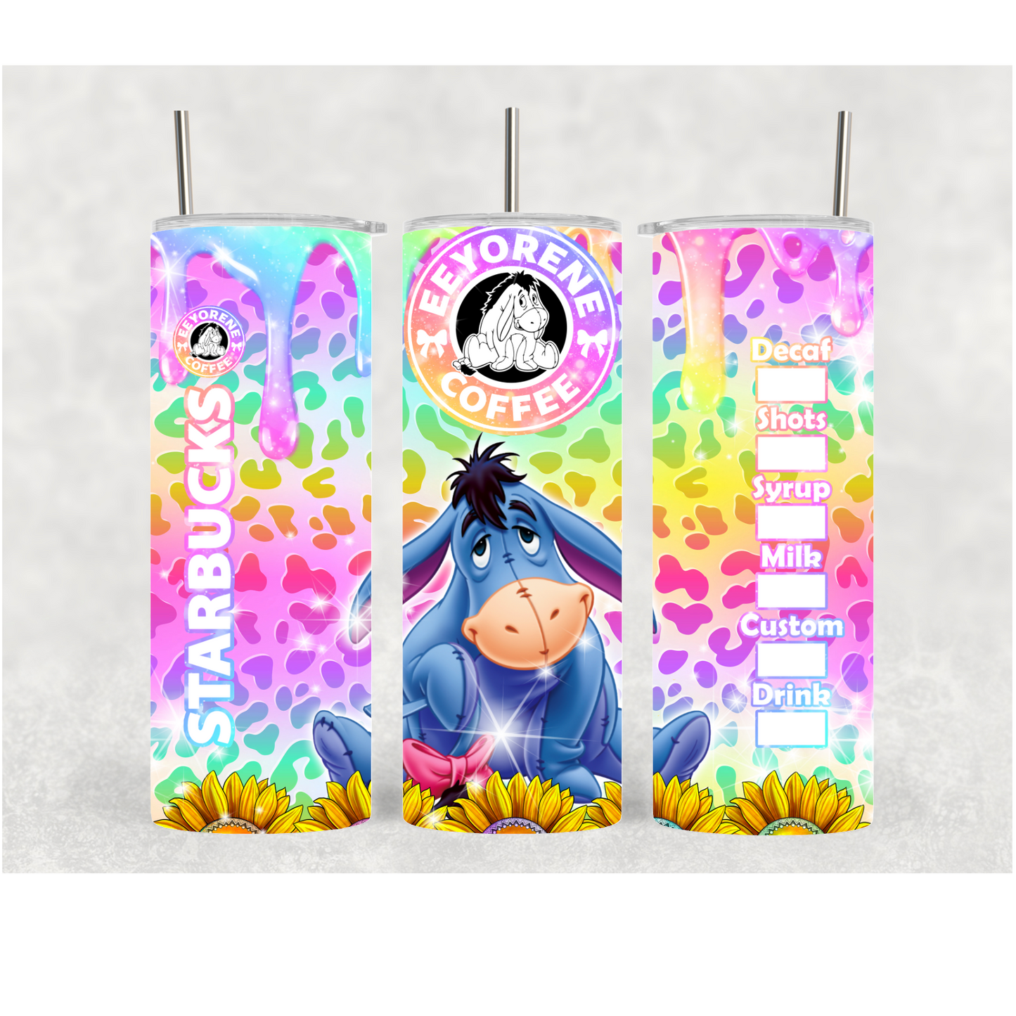 20oz Donkey Rainbow Sunflower