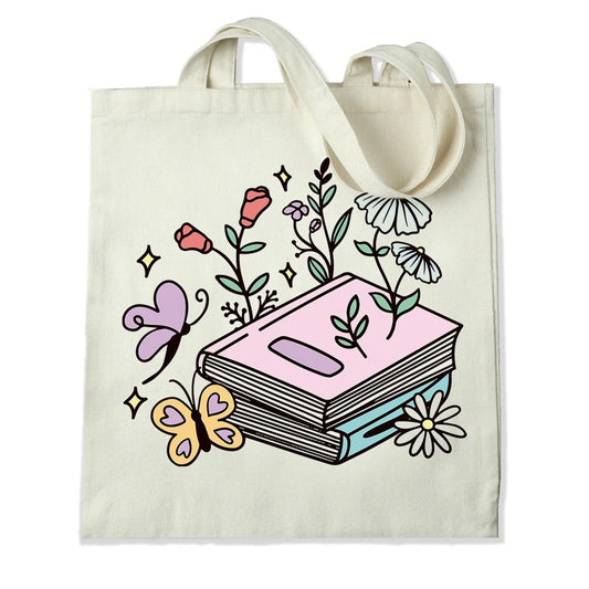 Master Maker Crafts -  DTF Heat Transfer Only - Books Butterflies & Flowers 10" (Shirt/Tote NOT Included)