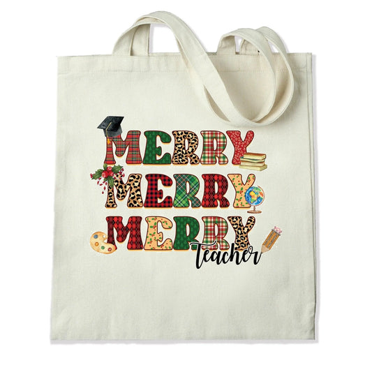Master Maker Crafts -  DTF Heat Transfer Only - Merry Teacher 10" (Shirt/Tote NOT Included)