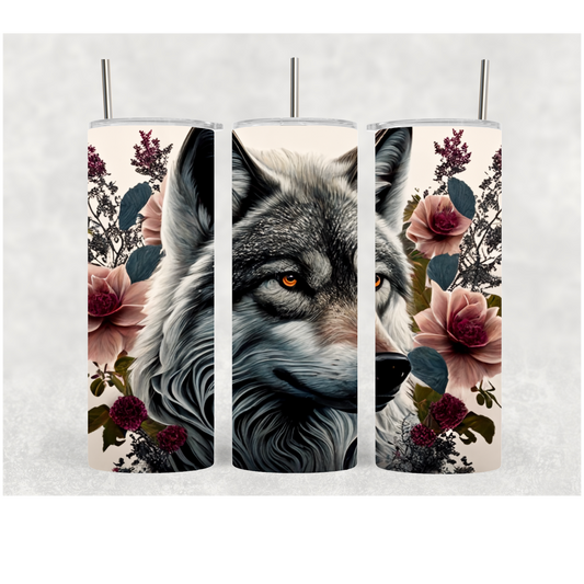 20oz Floral Wolf