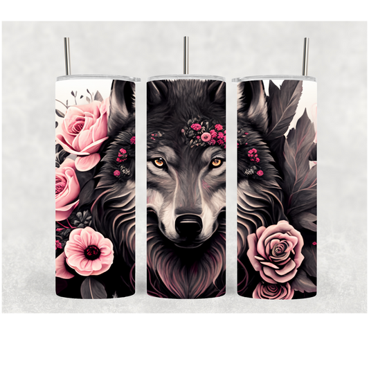 20oz Floral Wolf 1