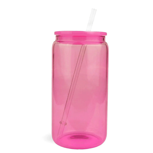 Master Maker Crafts -  16 oz Glass Can Single Wall - Bright Pink