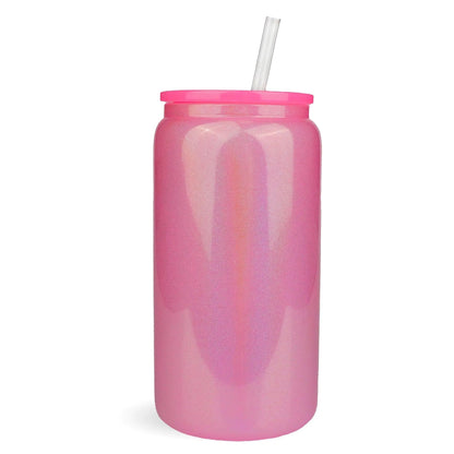 Master Maker Crafts -  16 oz Glass Can Single Wall - Shimmer Hot Pink