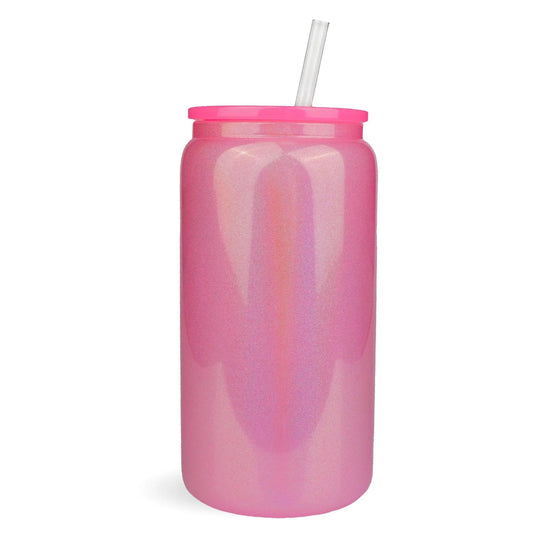 Master Maker Crafts -  16 oz Glass Can Single Wall - Shimmer Hot Pink