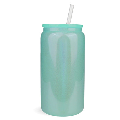 Master Maker Crafts -  16 oz Glass Can Single Wall - Shimmer Mint Green