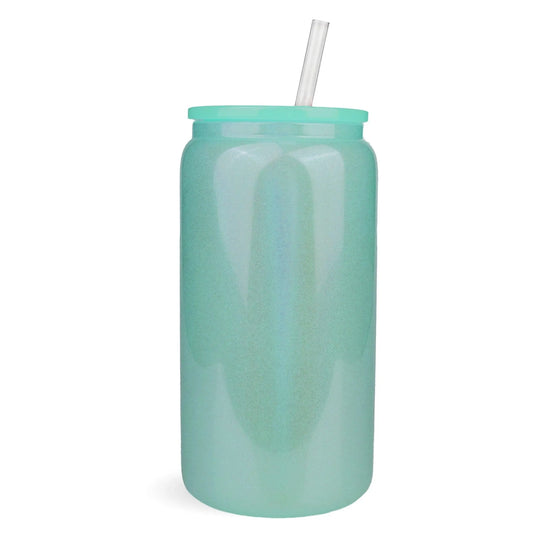 Master Maker Crafts -  16 oz Glass Can Single Wall - Shimmer Mint Green