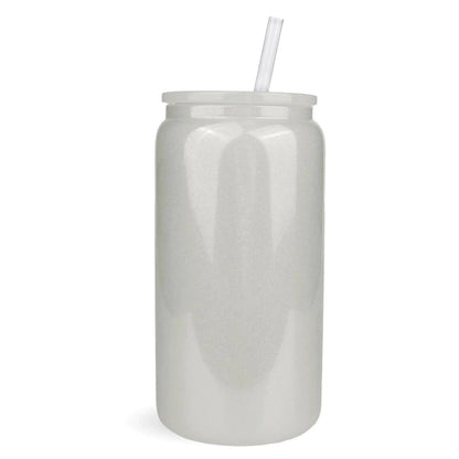 Master Maker Crafts -  16 oz Glass Can Single Wall - Shimmer White