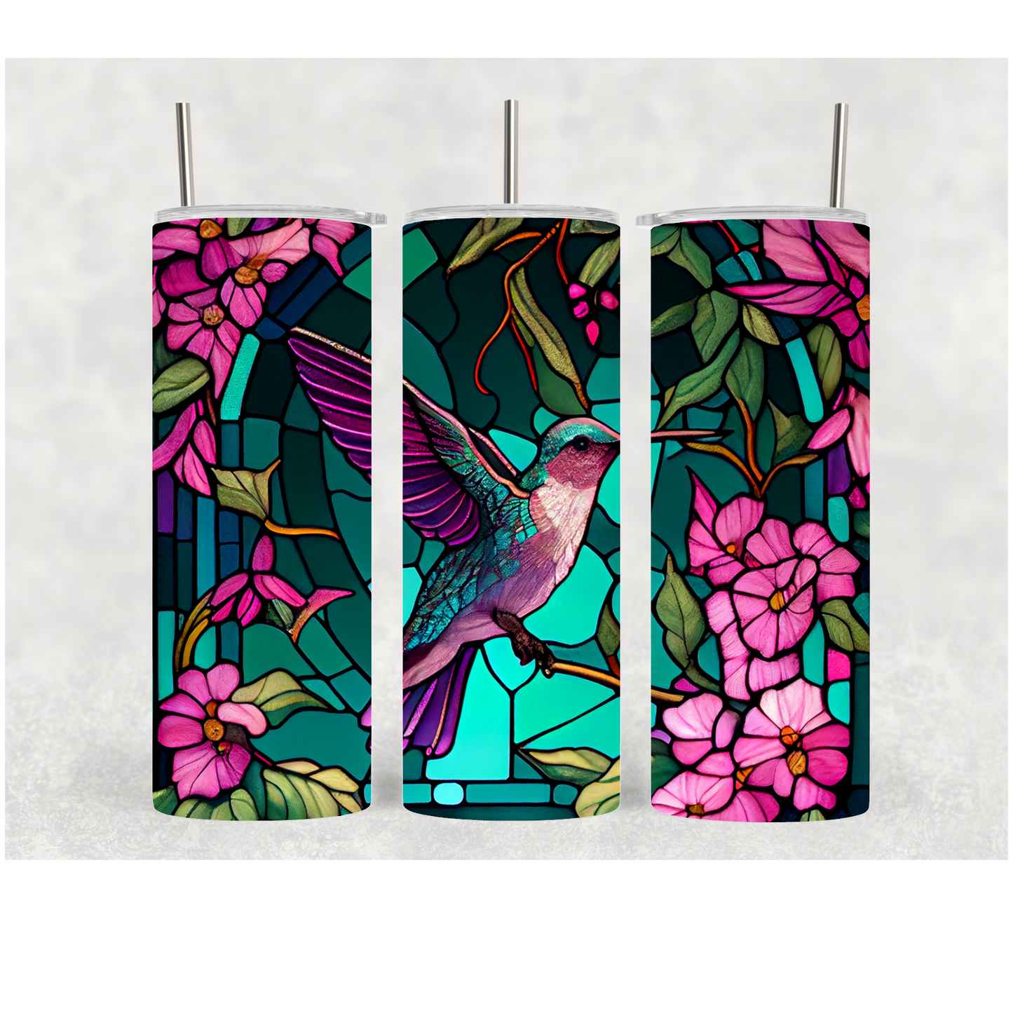 20oz Glass Hummingbird 1