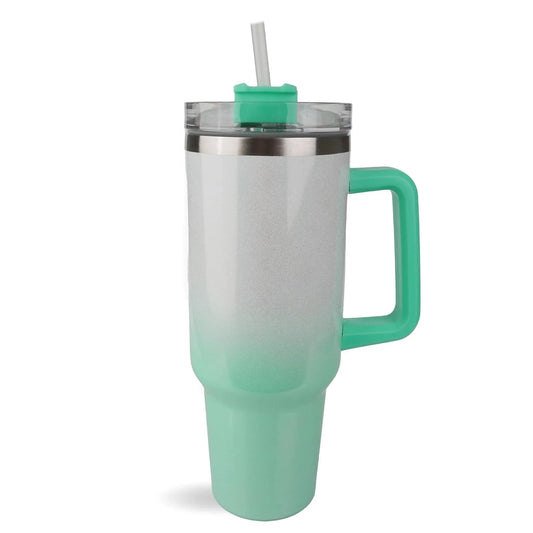 Master Maker Crafts -  40 oz Handled Tumbler Shimmer Ombre - White & Mint