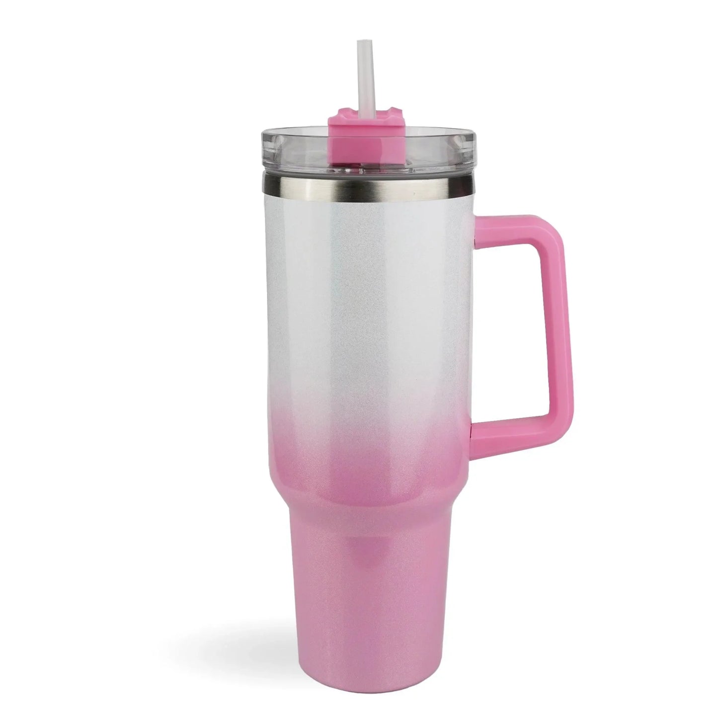 Master Maker Crafts -  40 oz Handled Tumbler Shimmer Ombre- White & Pink