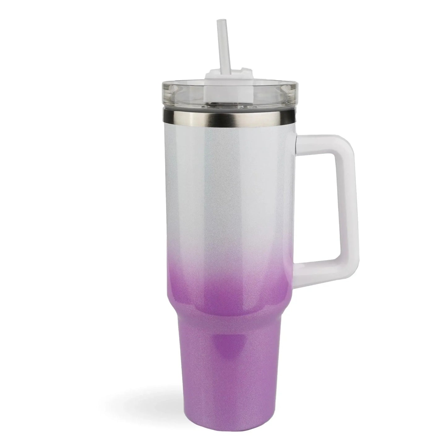 Master Maker Crafts -  40 oz Handled Tumbler Shimmer Ombre- White & Purple