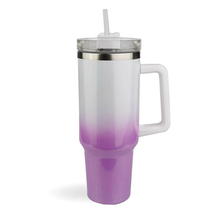 Master Maker Crafts -  40 oz Handled Tumbler Shimmer Ombre- White & Purple
