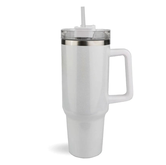 Master Maker Crafts -  40 oz Handled Tumbler Shimmer - White
