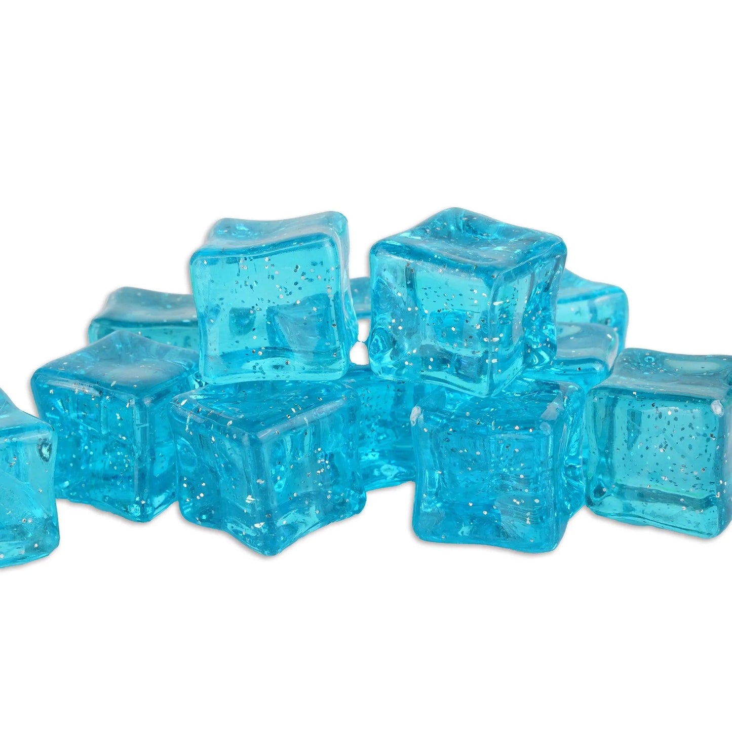 Master Maker Crafts -  Ice Cubes with Glitter - Blue (10 Cubes - 18mm)