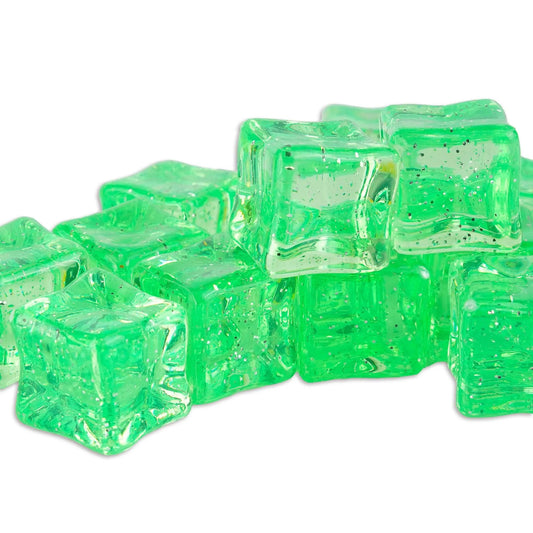 Master Maker Crafts -  Ice Cubes with Glitter - Light Green (10 Cubes - 18mm)