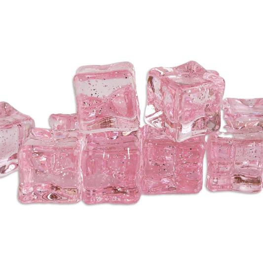 Master Maker Crafts -  Ice Cubes with Glitter - Light Pink (10 Cubes - 18mm)