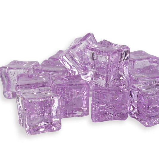 Master Maker Crafts -  Ice Cubes with Glitter - Light Purple (10 Cubes - 18mm)