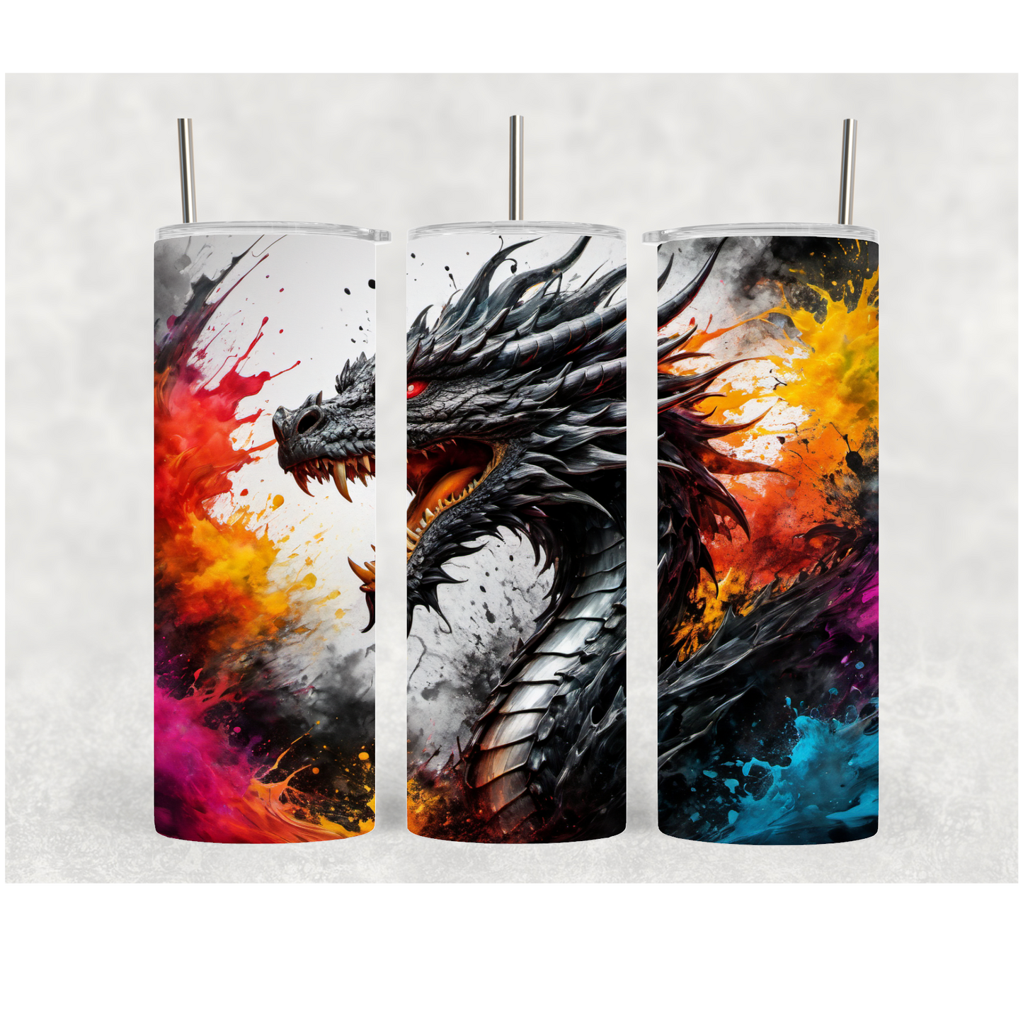 20oz Ink splash Dragon