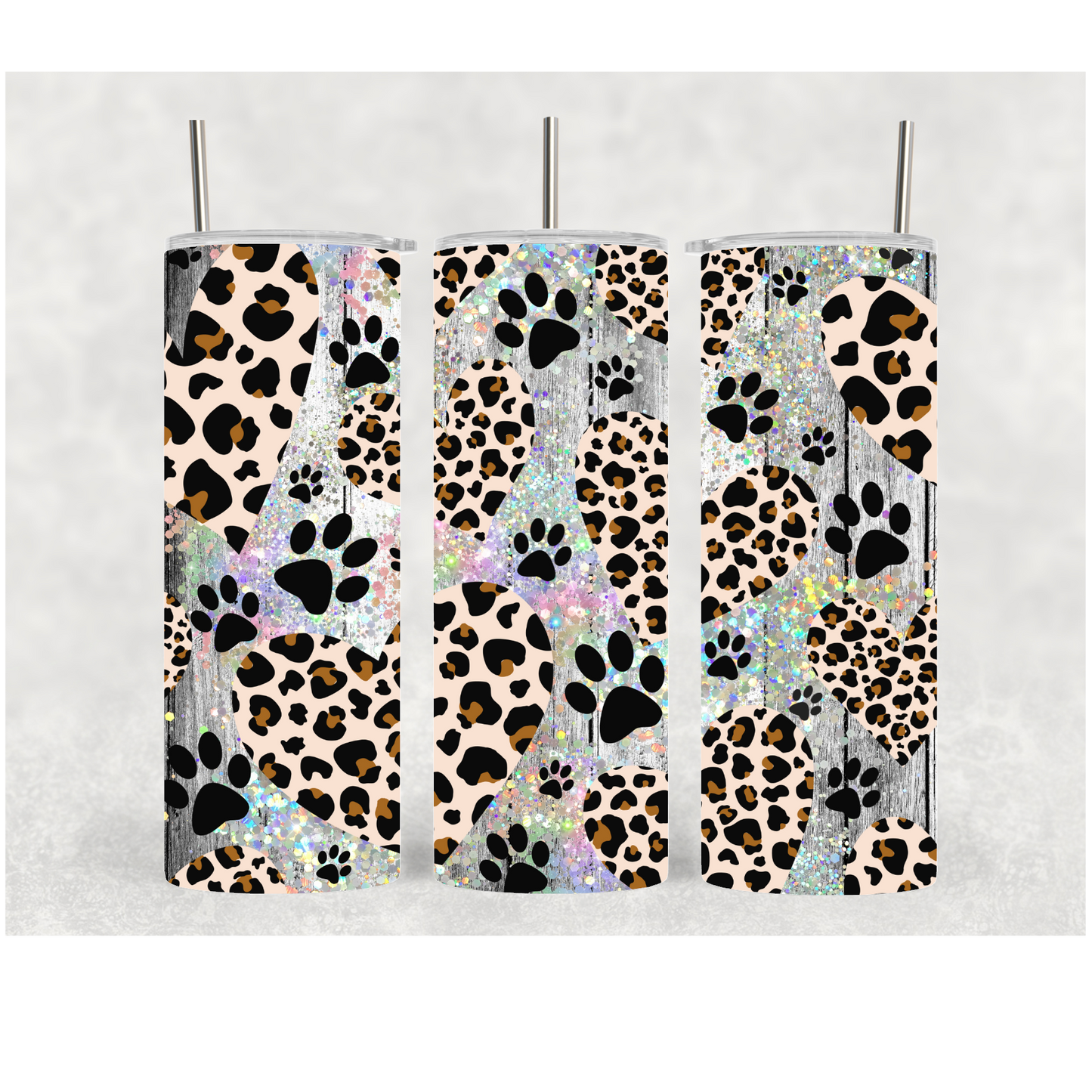 20oz Leopard Heart Dog Paws