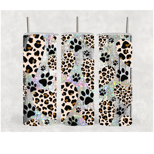 20oz Leopard Heart Dog Paws