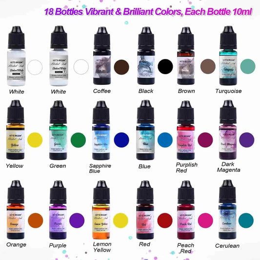 Let's Resin Alcohol Ink - 18 Bottle Set